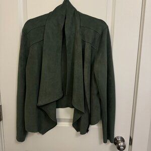 Blank NYC faux suede drape jacket (Size: XL; Color: olive green)
